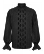 Punk Rave Black Gothic 3D Pleated Lace Embroidered Shirt for Men