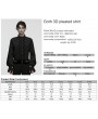 Punk Rave Black Gothic 3D Pleated Lace Embroidered Shirt for Men
