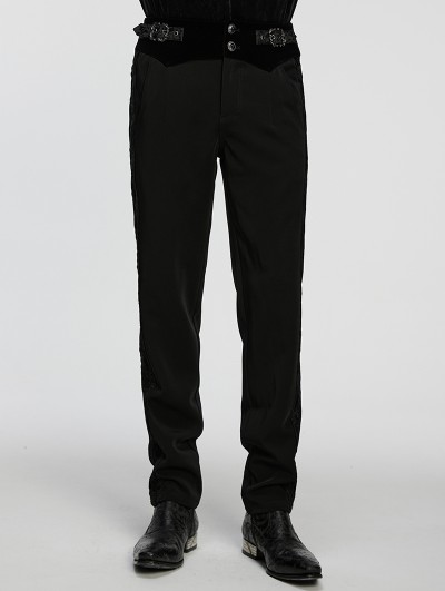 Punk Rave Black Retro Gothic Patchwork Trousers for Men