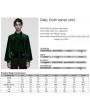Punk Rave Green Daily Gothic Velvet Button Up Shirt for Men