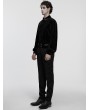 Punk Rave Black Daily Gothic Velvet Button Up Shirt for Men