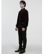 Punk Rave Red Daily Gothic Velvet Button Up Shirt for Men