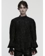 Punk Rave Black Gothic Textured Irregular Placket Shirt for Men