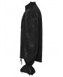 Punk Rave Black Gothic Textured Irregular Placket Shirt for Men