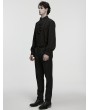 Punk Rave Black Gothic Rose Jacquard Men's Shirt with Detachable Collar