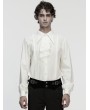 Punk Rave White Gothic Rose Jacquard Men's Shirt with Detachable Collar