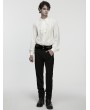 Punk Rave White Gothic Rose Jacquard Men's Shirt with Detachable Collar