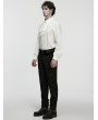 Punk Rave White Gothic Rose Jacquard Men's Shirt with Detachable Collar