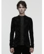 Punk Rave Black Gothic Rose Embossed Lace-Up T-Shirt for Men