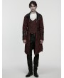 Punk Rave Red Gothic Palace Jacquard Bat Lapel Collar Tail Coat for Men