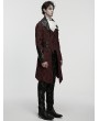 Punk Rave Red Gothic Palace Jacquard Bat Lapel Collar Tail Coat for Men