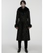 Punk Rave Black Gorgeous Jacquard Gothic Fur Collar Coat for Men