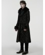 Punk Rave Black Gorgeous Jacquard Gothic Fur Collar Coat for Men