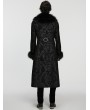 Punk Rave Black Gorgeous Jacquard Gothic Fur Collar Coat for Men