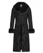 Punk Rave Black Gorgeous Jacquard Gothic Fur Collar Coat for Men