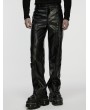 Punk Rave Black Gothic Cyberpunk Straight Leather Pants for Men