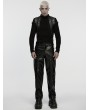 Punk Rave Black Gothic Cyberpunk Straight Leather Pants for Men