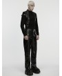 Punk Rave Black Gothic Cyberpunk Straight Leather Pants for Men