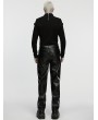 Punk Rave Black Gothic Cyberpunk Straight Leather Pants for Men