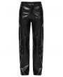 Punk Rave Black Gothic Cyberpunk Straight Leather Pants for Men