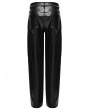 Punk Rave Black Gothic Cyberpunk Straight Leather Pants for Men