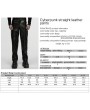 Punk Rave Black Gothic Cyberpunk Straight Leather Pants for Men