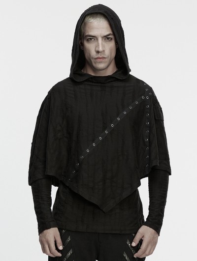 Punk Rave Black Gothic Wasteland Punk Fake Two-Piece T-Shirt for Men