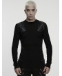 Punk Rave Black Gothic Handsome Punk Splicing Knitted T-Shirt for Men