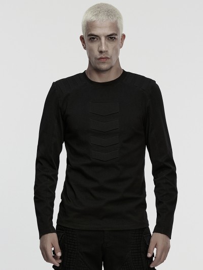 Punk Rave Black Gothic Cyberpunk Long Sleeve T-Shirt for Men