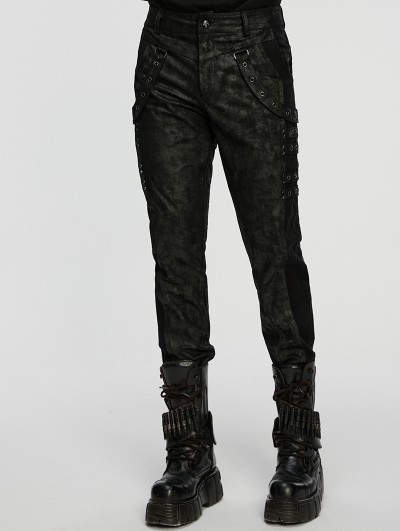 Punk Rave Black Gothic Punk Mottled Printed Pants for Men