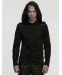 Punk Rave Black Gothic Cyberpunk Hooded T-Shirt for Men