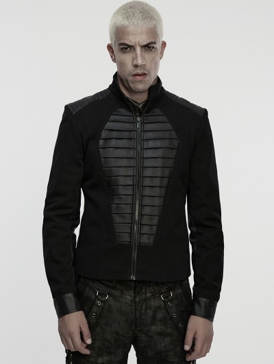 Punk Rave Black Gothic Punk Military Style Coffin Short Jacket for Men