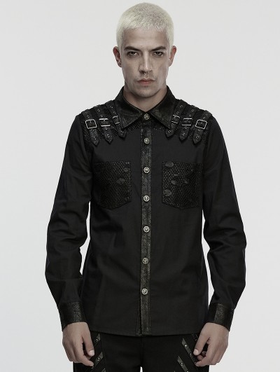 Punk Rave Black Gothic Punk Street Rock Shirt for Men