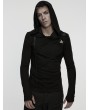 Punk Rave Black Gothic Cyberpunk Asymmetric Hooded T-Shirt for Men