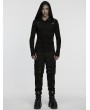 Punk Rave Black Gothic Cyberpunk Asymmetric Hooded T-Shirt for Men