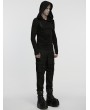 Punk Rave Black Gothic Cyberpunk Asymmetric Hooded T-Shirt for Men
