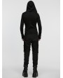 Punk Rave Black Gothic Cyberpunk Asymmetric Hooded T-Shirt for Men