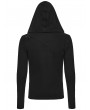 Punk Rave Black Gothic Cyberpunk Asymmetric Hooded T-Shirt for Men
