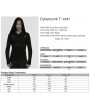 Punk Rave Black Gothic Cyberpunk Asymmetric Hooded T-Shirt for Men