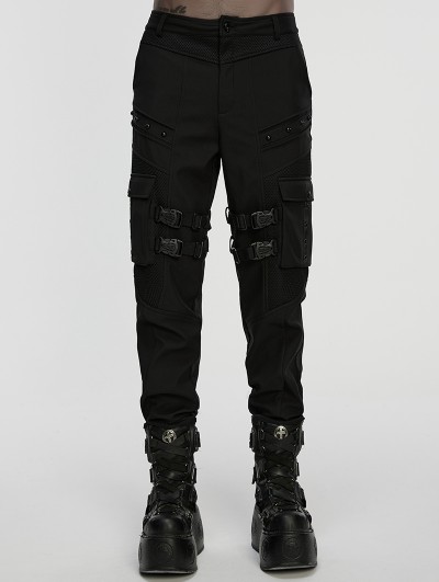 Punk Rave Black Gothic Punk Waterproof Techwear Pants for Men