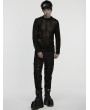 Punk Rave Black Gothic Punk Asymmetric Splicing Mesh T-Shirt for Men