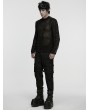 Punk Rave Black Gothic Punk Asymmetric Splicing Mesh T-Shirt for Men