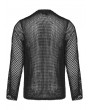 Punk Rave Black Gothic Punk Asymmetric Splicing Mesh T-Shirt for Men