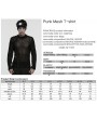 Punk Rave Black Gothic Punk Asymmetric Splicing Mesh T-Shirt for Men