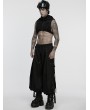 Punk Rave Black Gothic Cyberpunk Short Hooded Vest for Men