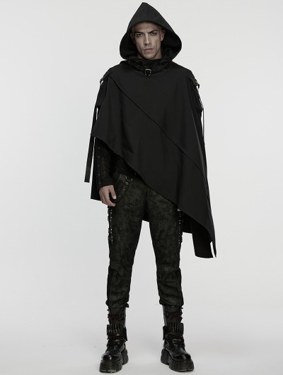 Punk Rave Black Gothic Wasteland Punk Waterproof Irregular Cloak for Men