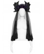 Eva Lady Black Gothic Batwing Rose Mesh Headband Veil
