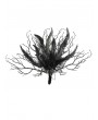 Eva Lady Black Gothic Metal Cross Branch Rose Feather Fan