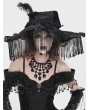 Eva Lady Black Victorian Gothic Witch Beaded Fringe Feather Hat
