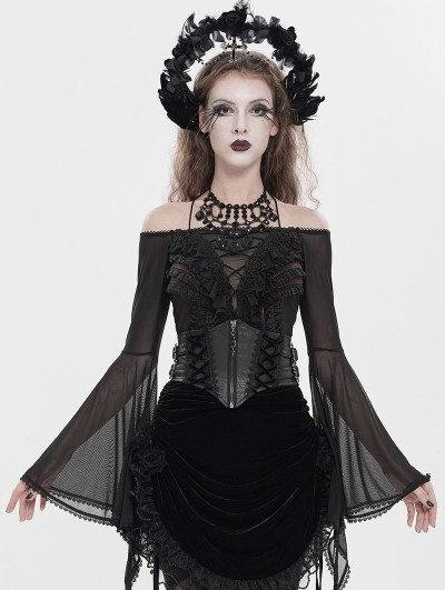 Eva Lady Black Gothic Buckled Pattern Leather Girdle